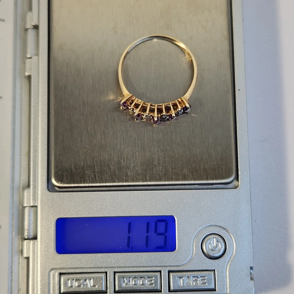 Classic 90s VTG 10K Solid Yellow Gold NATURAL  Amethyst & Diamond Ring Sz 7 - Picture 16 of 16